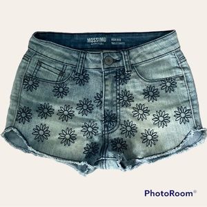 High Rise Floral Embroidered Shorts